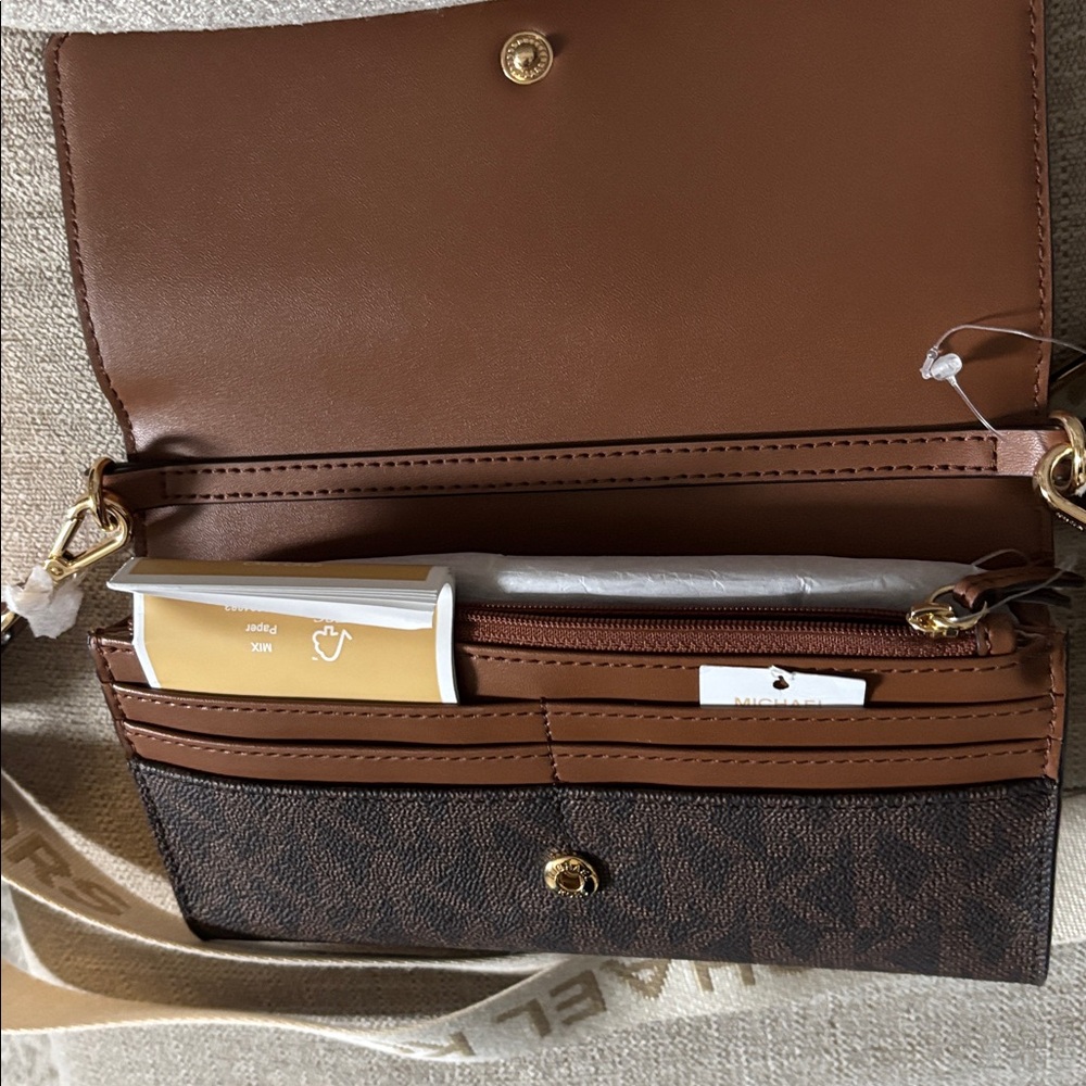 Michael Kors Brown Monogram Crossbody Bag new with tags - Picture 5 of 7
